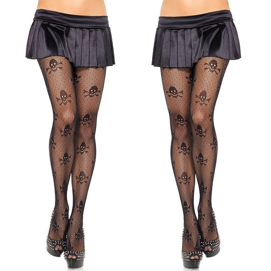 Skull Fishnet Tights Lace Spider Web Stockings