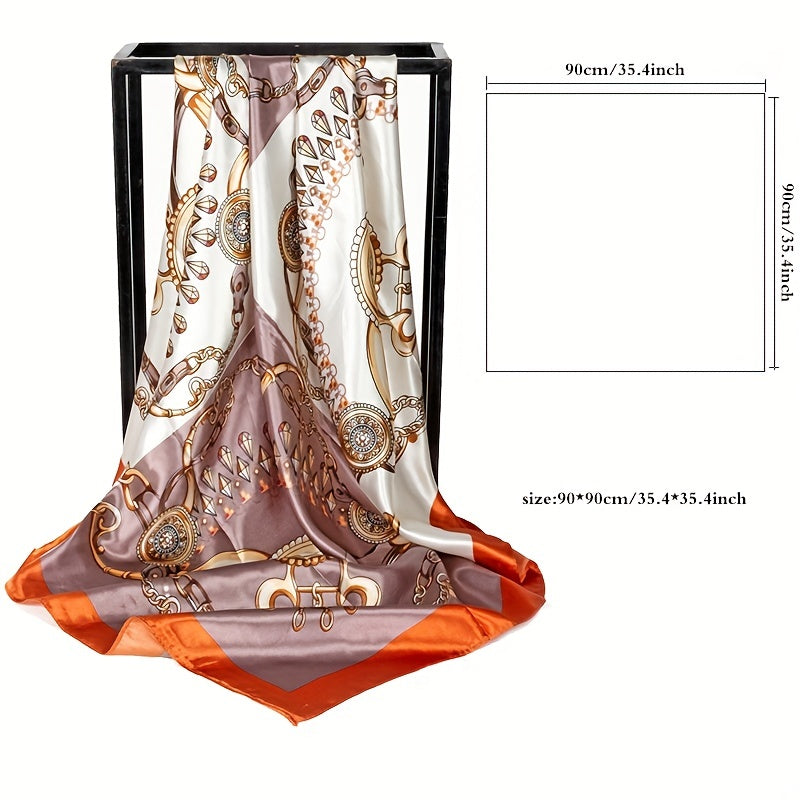Paisley Print Satin Scarf Vintage Shawl Boho Head Wrap Women