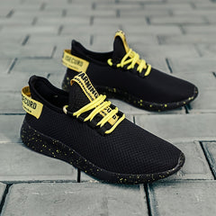 Men's Knit Letter Print Running Sneakers Soft Anti-skid Shoes