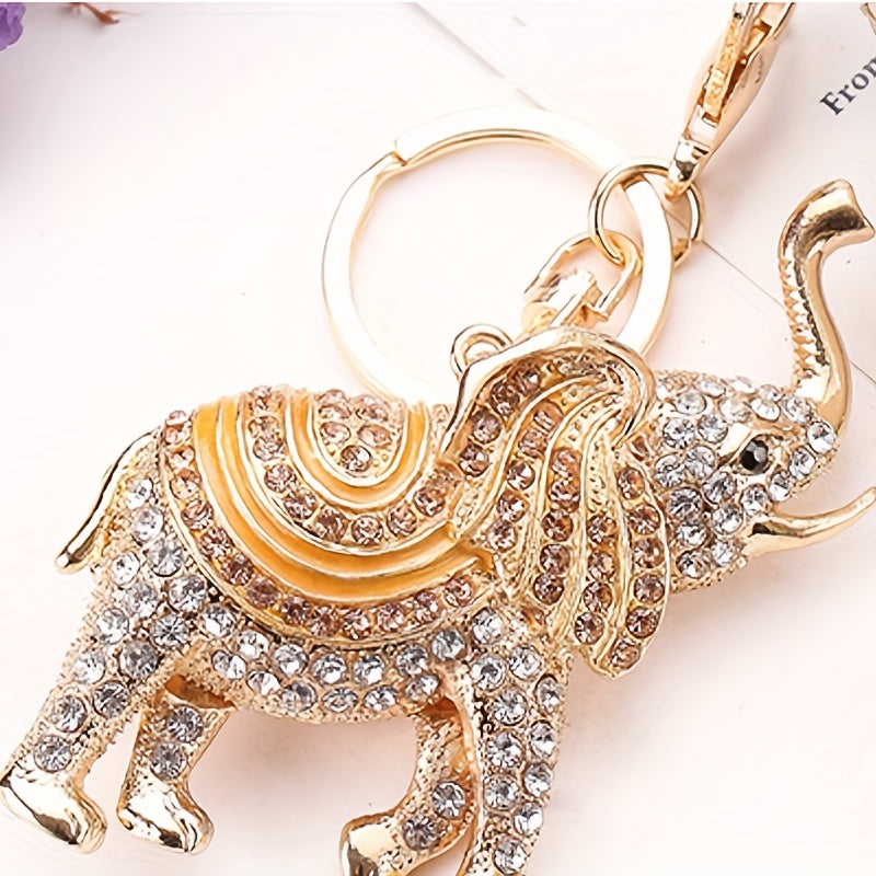 Cute Rhinestone Elephant Keychain for Handbag Car Charm Gift