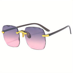 Gradient Rimless Sunglasses UV400 Rivet Decor