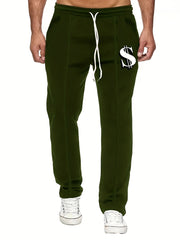 Dollar Sign Pattern Casual Stretch Drawstring Pants Men s Spring Summer