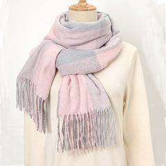 Thick Plaid Cashmere Scarf for Women's Winter Warmth