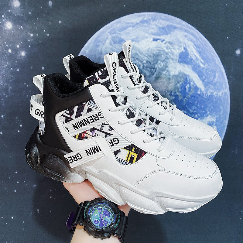 Men's High Top Dad Shoes Lace-up Sneakers Athletic Running Basketball Gym