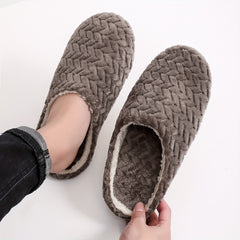 Soft Plush Cozy House Slippers Anti-skid Slip-on Shoes for Men