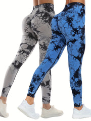 Tie Dye Yoga Sports Leggings High Waist Stretch Workout Tight Pants