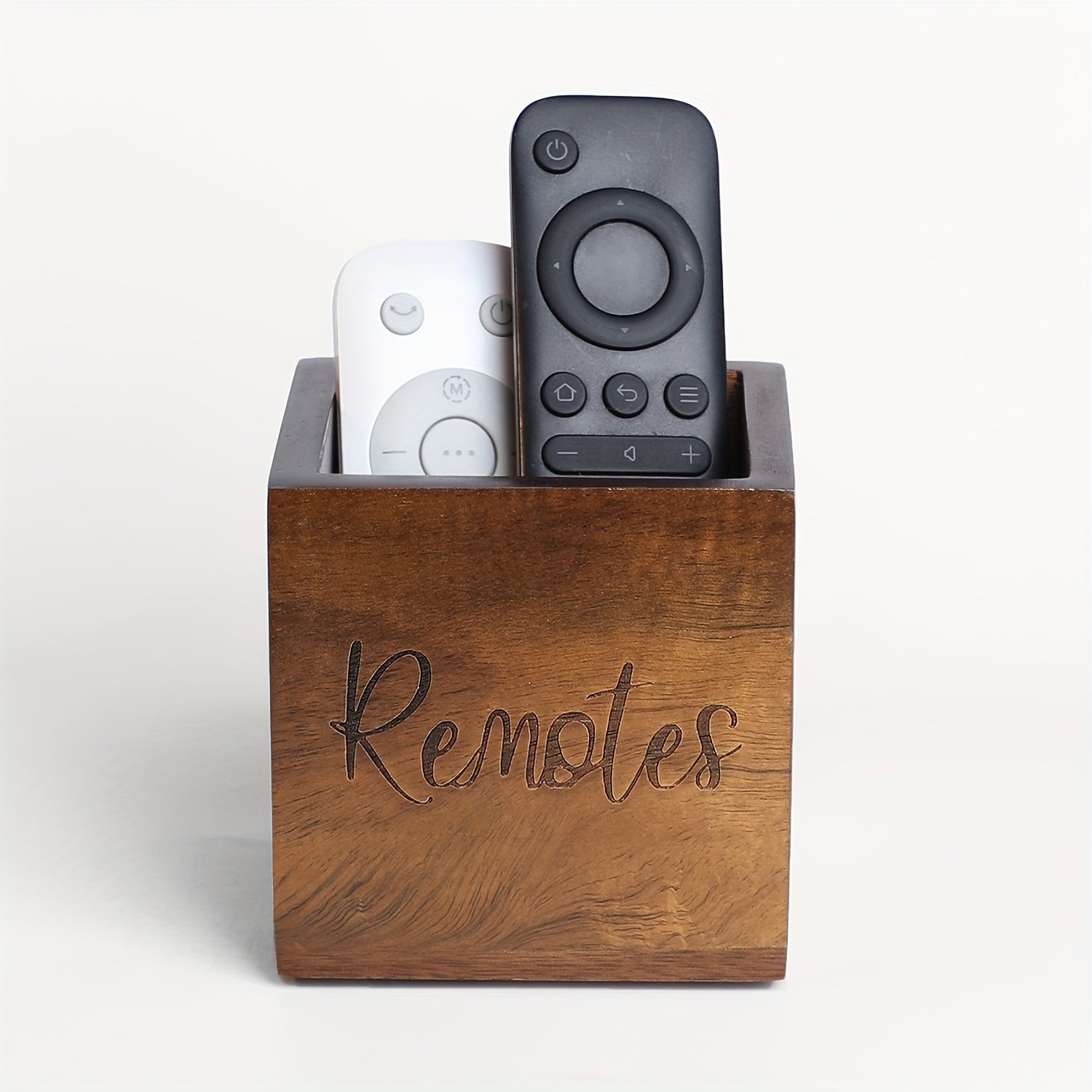 Wooden Remote Control Stationery Storage Box for Household Organization