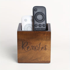 Wooden Remote Control Stationery Storage Box for Household Organization