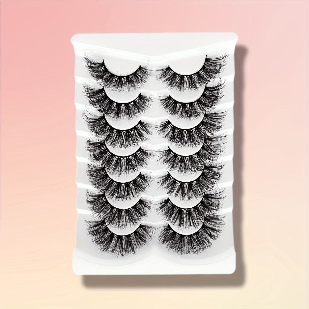 7 Pairs 3D Silk False Eyelashes Thick Curling Lashes Extension 16 18mm