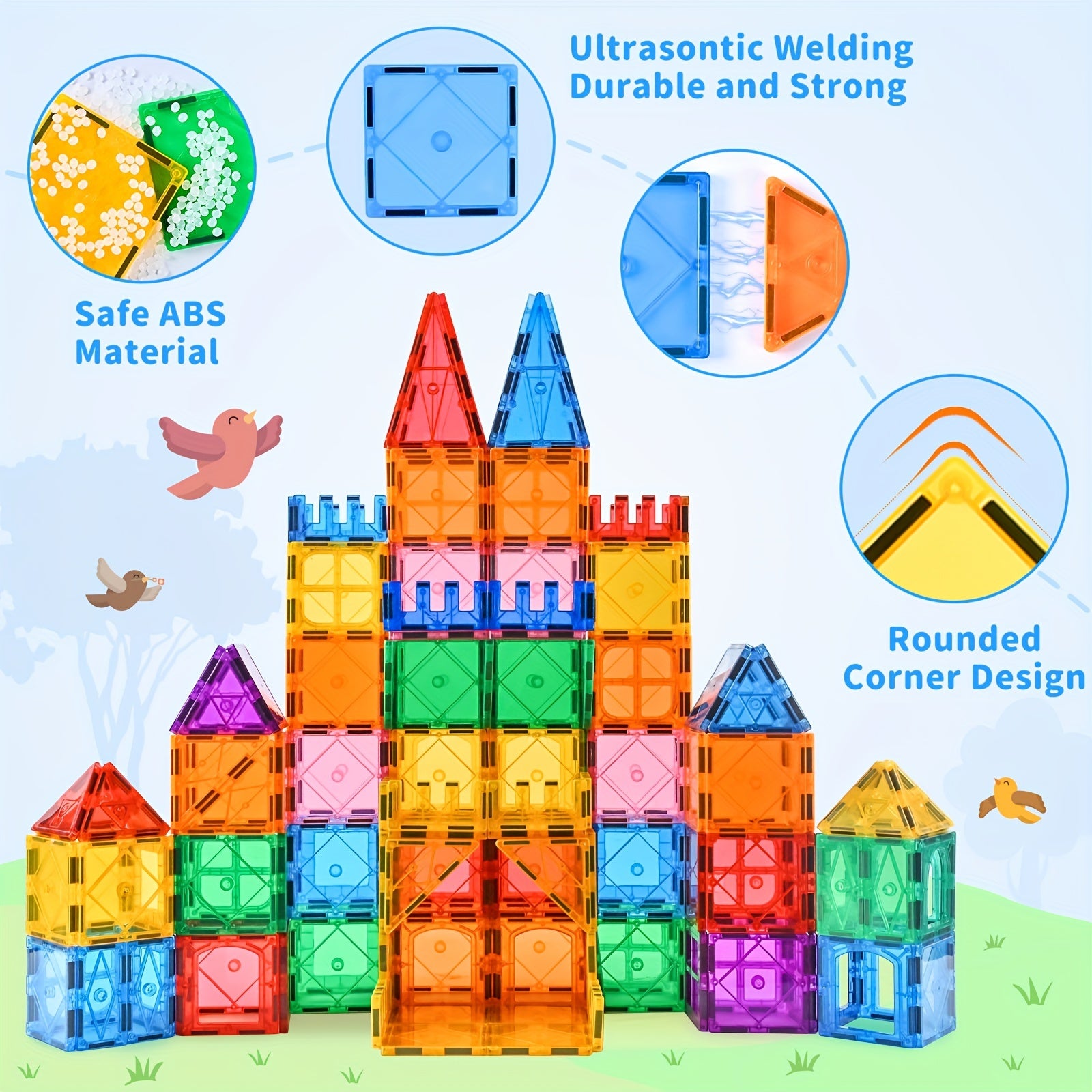 124pcs Magnetic Building Tiles Kids Toys 3D Magnetic Blocks Creativity Toys
