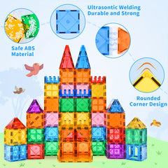 124pcs Magnetic Building Tiles Kids Toys 3D Magnetic Blocks Creativity Toys