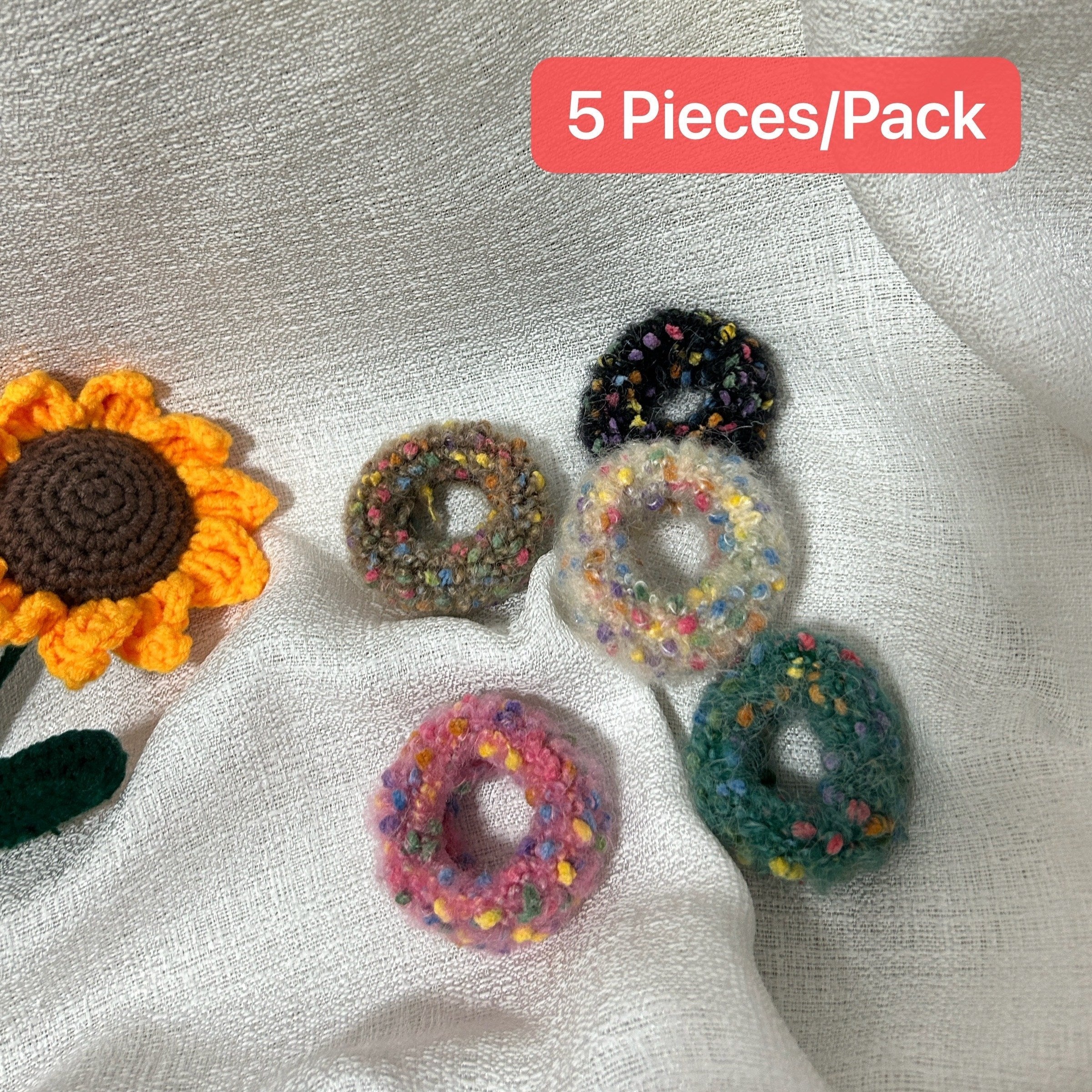 5pc Fall/Winter Plush Hair Scrunchies for Young Girls