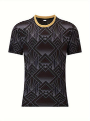 Men's Geometric Print Football Jersey Short Sleeve Soccer Club Uniform