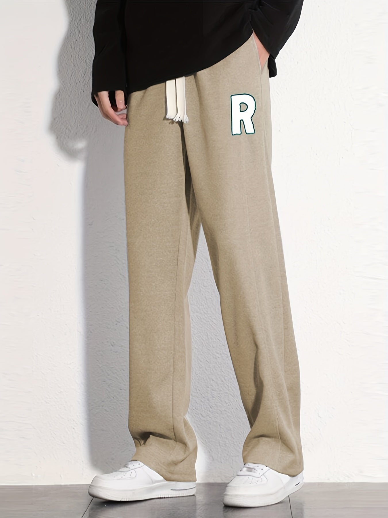 R Graphic Print Men's Loose Sweatpants Jogger Pants