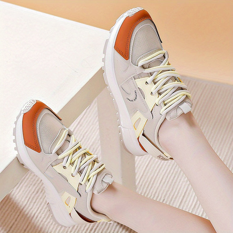 Breathable Mesh Sneakers Low Top Lace Up Women's Colorblock Shoes