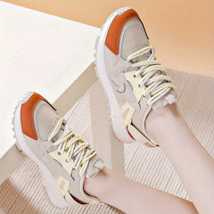 Breathable Mesh Sneakers Low Top Lace Up Women's Colorblock Shoes