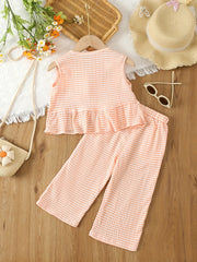 Girls Plaid Sleeveless Top & Pants Set for Summer Party
