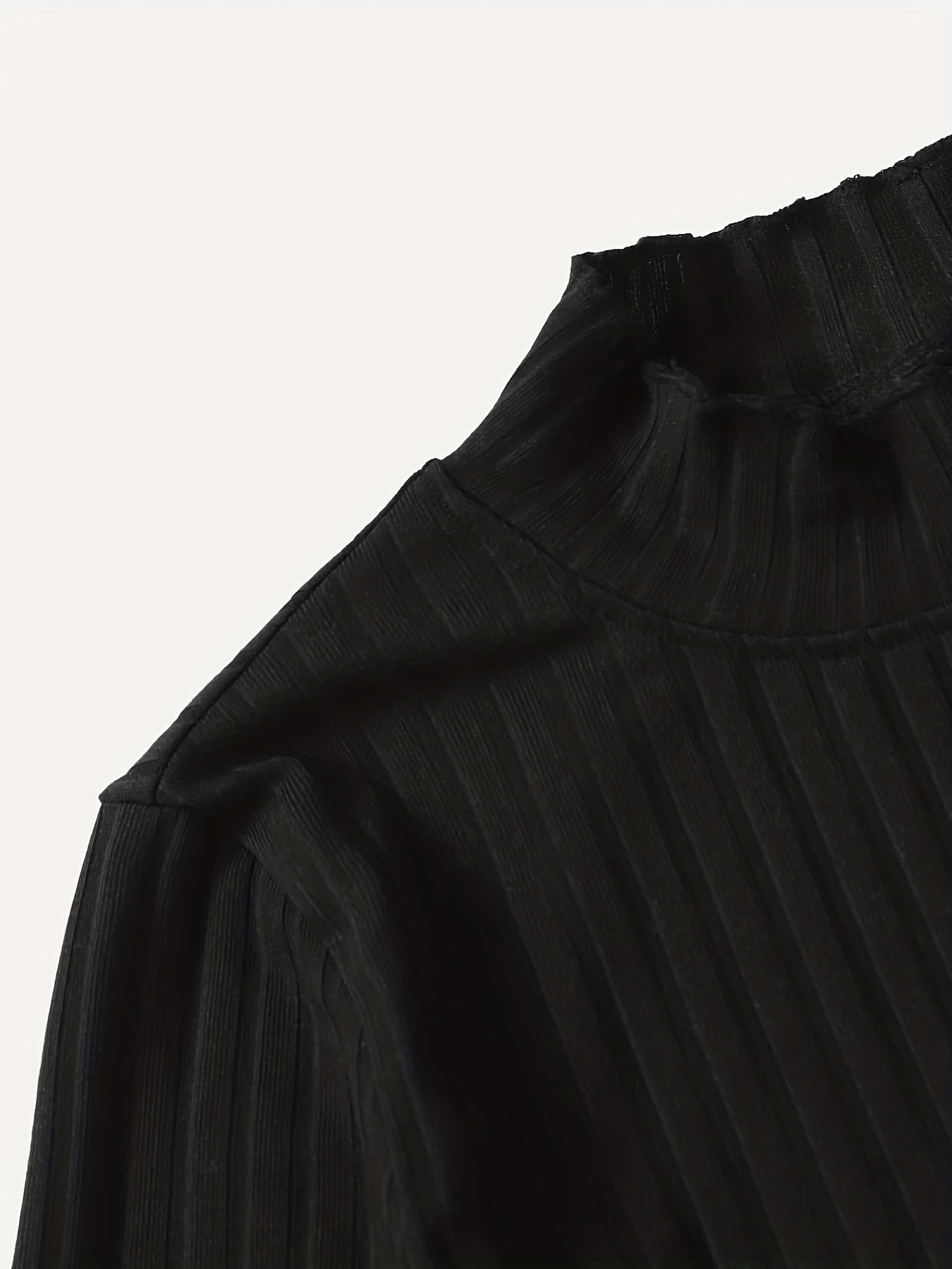 Girls' Ribbed Flared Long Sleeve Top Stretchy Base Tee