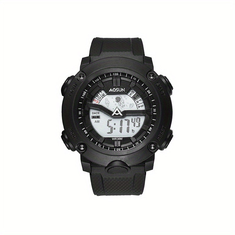 Round Electronic Sports Watch With Dual Display