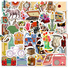 50pcs Vintage Stickers Waterproof DIY Water Bottles Laptops Phones
