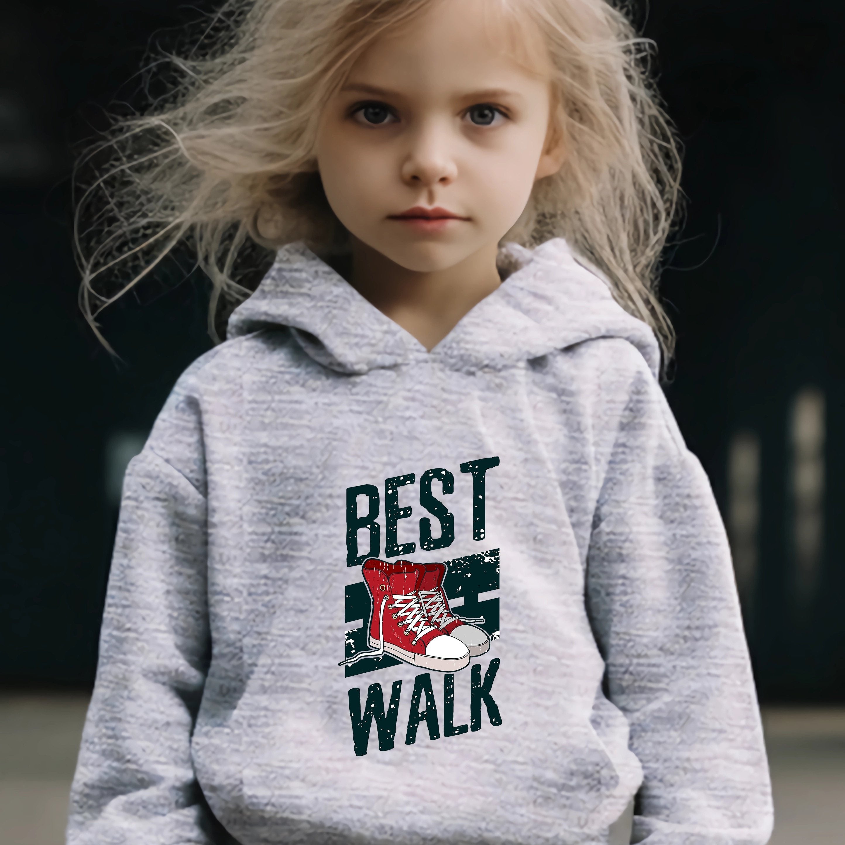 Girls 2pcs Shoes Print Hoodies Jogger Pants Set Sports