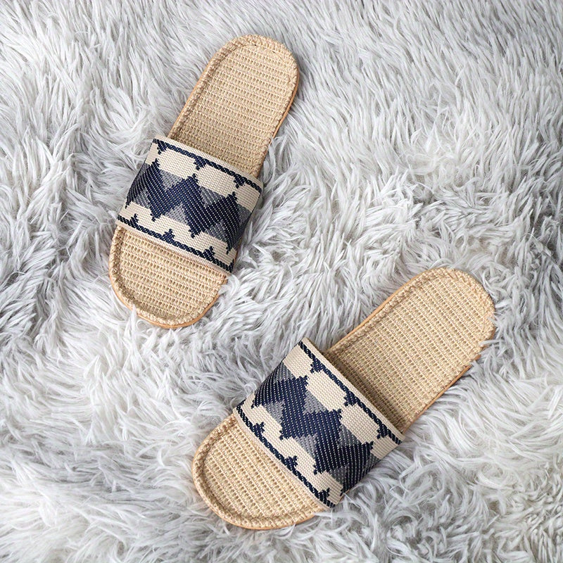 Women's Chevron Pattern Slide Shoes Open Toe Casual Flat Slides