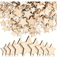 100pcs Wooden Star Set Hollow Blanks Wedding DIY Crafts