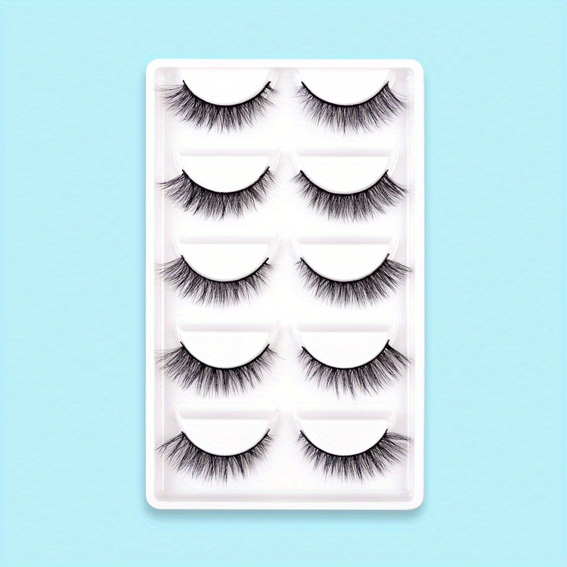 5 Pairs 3D Crisscross Lashes Natural Look Wispy Makeup Lashes Add Natural Volume