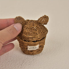 Mini Rattan Basket & Twisted Stick Dog BJD OB11 Scene Furniture