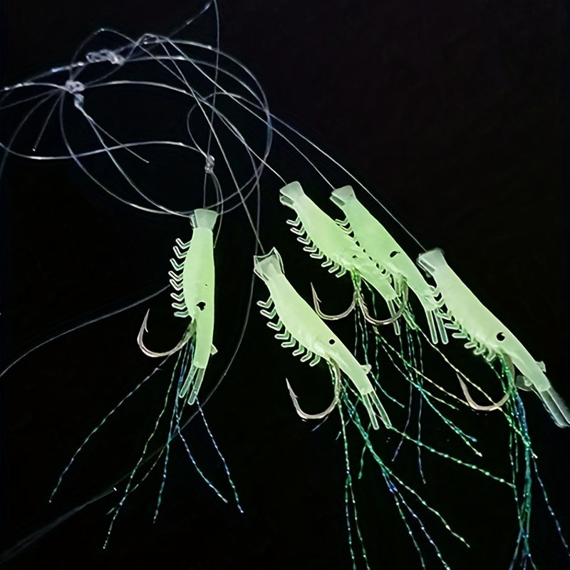 Luminous Fish Hook Set 5 Hooks on a String for Fishing