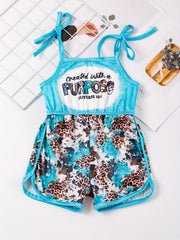 Toddler Girls Leopard Graphic Cami Rompers for Beach Vacation