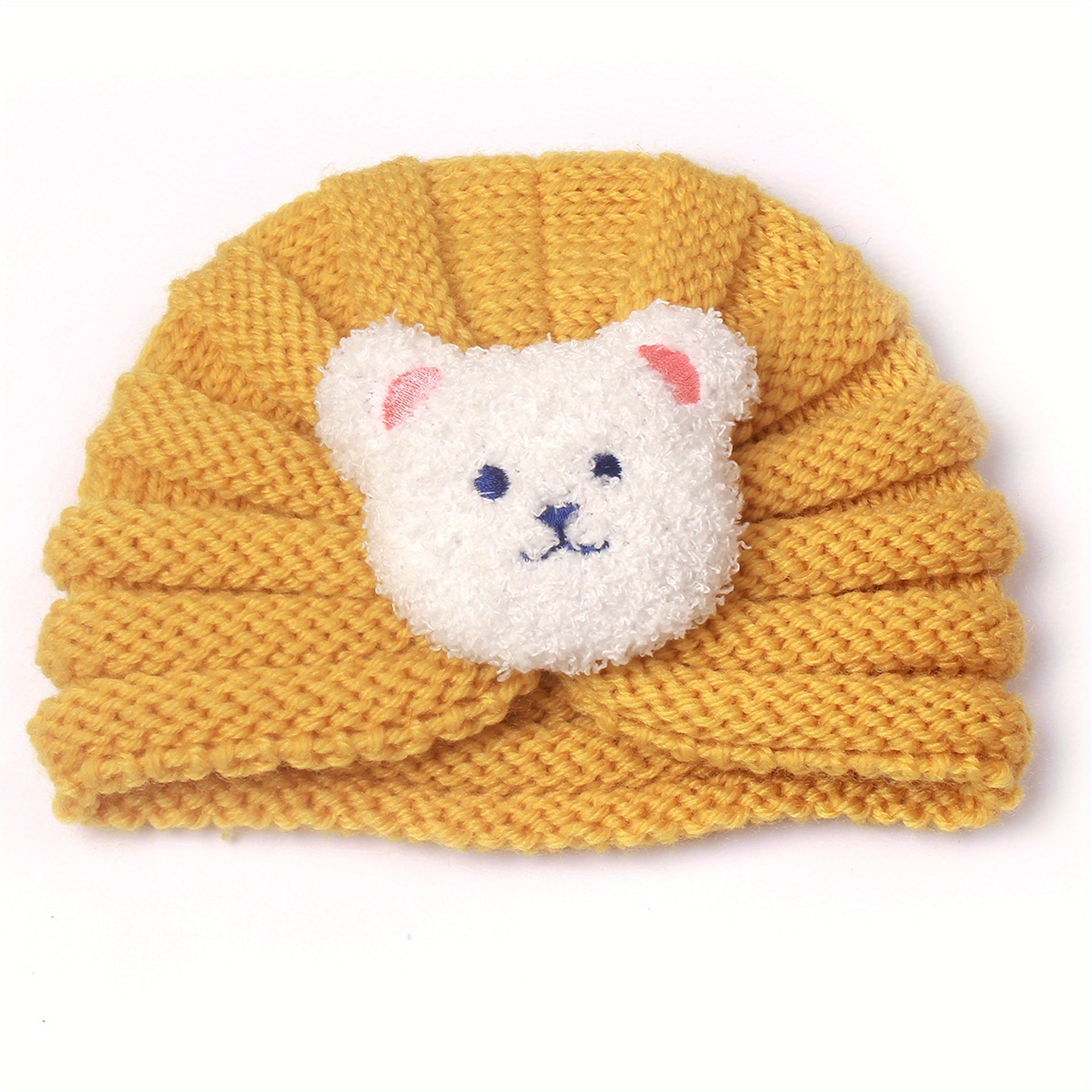 Kids Bear Head Knitted Woolen Baby Hat, 0-3 Years