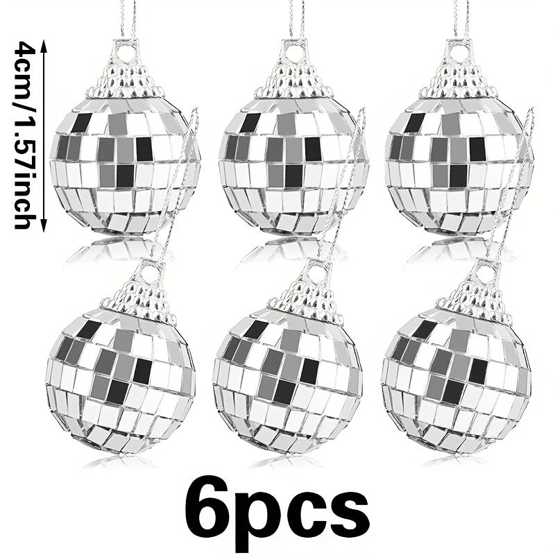 6pcs Glass Mirror Reflective Ball Christmas Tree Hanging Ornaments