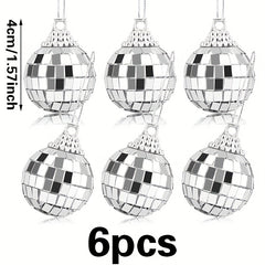 6pcs Glass Mirror Reflective Ball Christmas Tree Hanging Ornaments