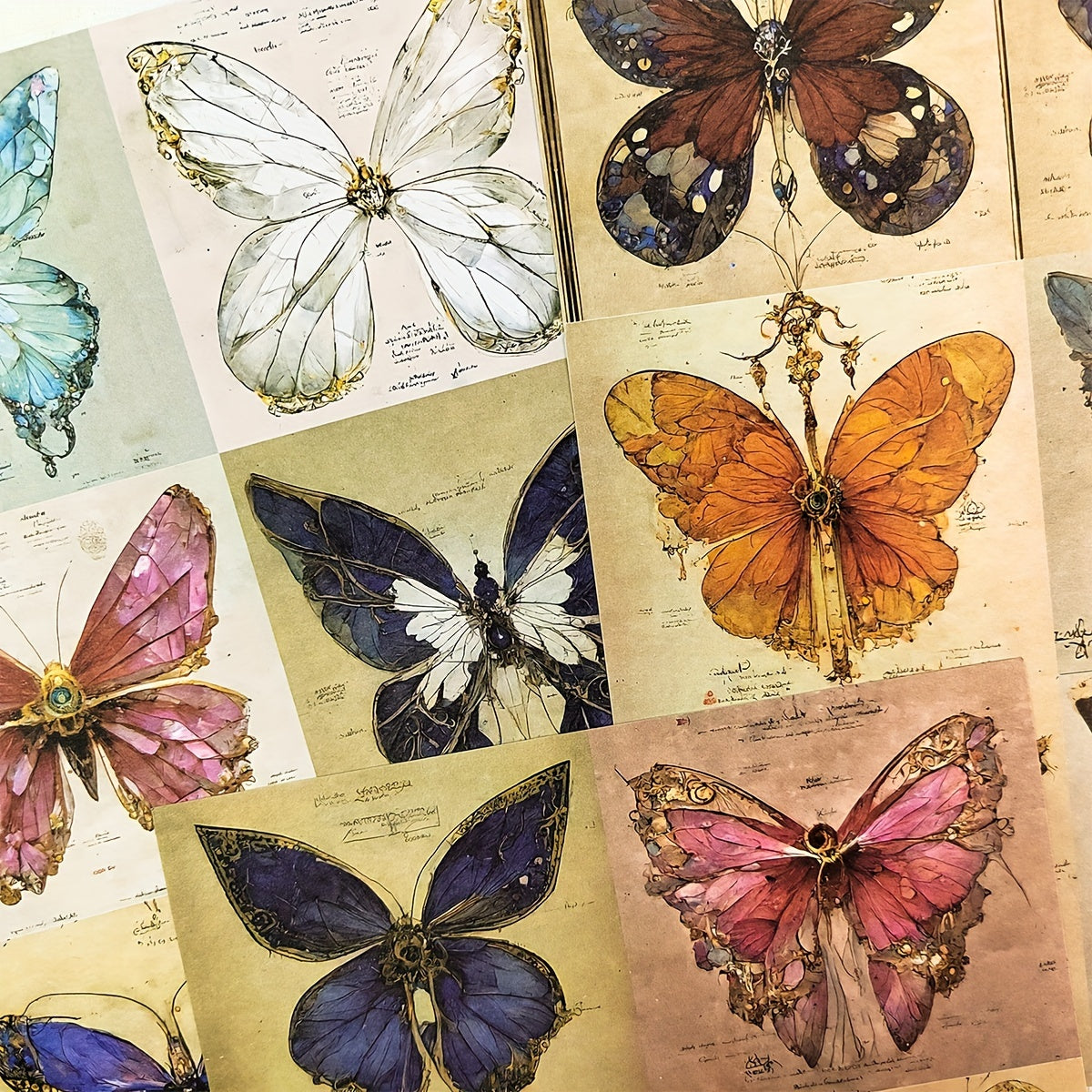 18 Sheets Vintage Butterfly Scrapbook Paper for DIY Crafts