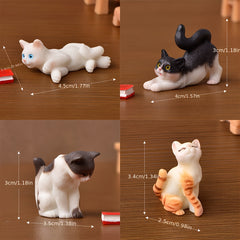 4pcs Dollhouse Cat Models for Miniature Scenes