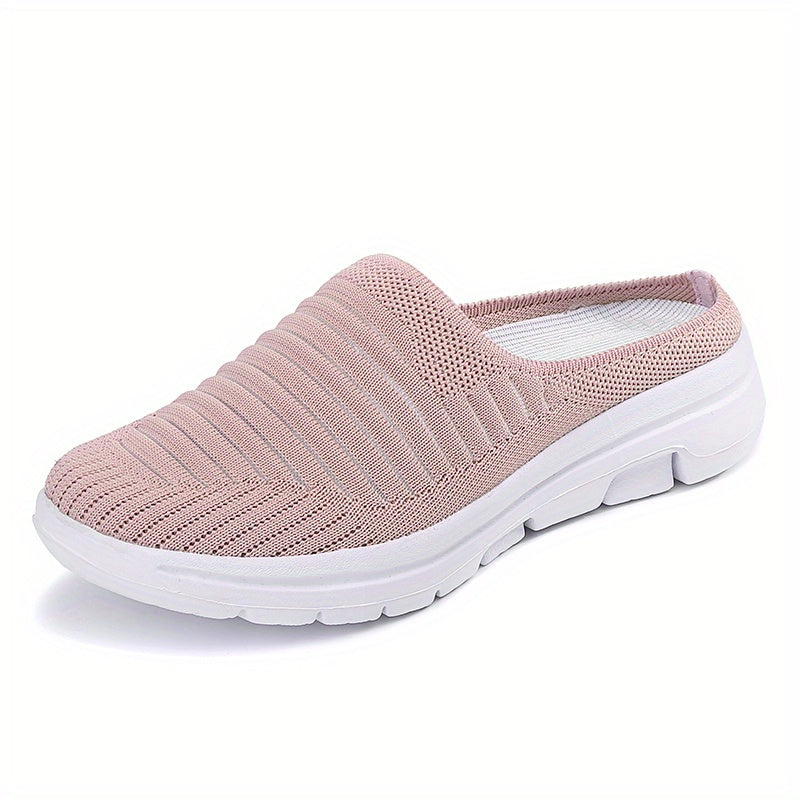 Women's Breathable Knit Mule Sneakers Lightweight Slip On Shoes
