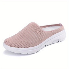 Women's Breathable Knit Mule Sneakers Lightweight Slip On Shoes