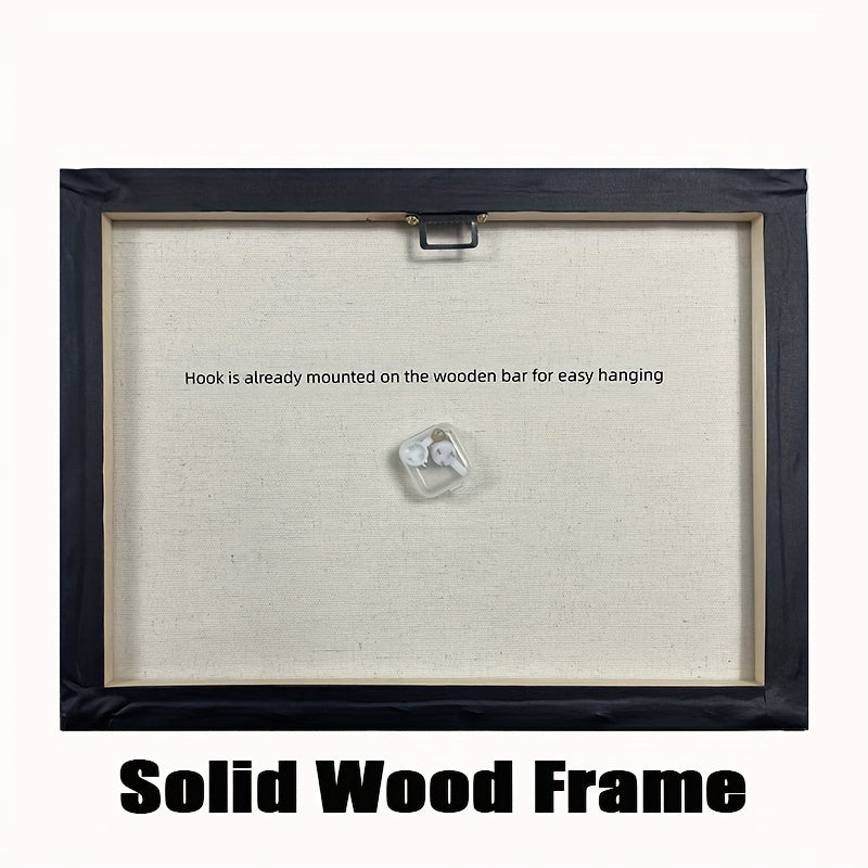 Solid Wood Frame Canvas Bulldog Bathtub Home Decor Wall Art