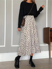 Floral Print High Waist Midi Skirt for Women