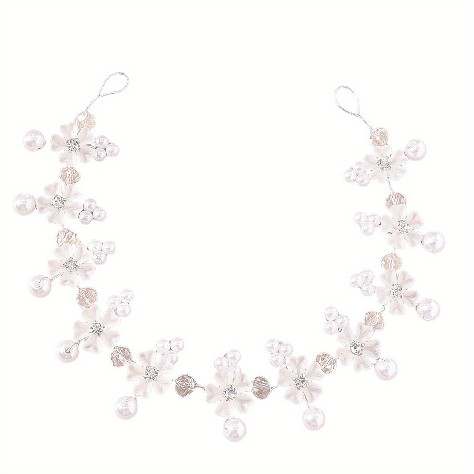 Pearl & Rhinestone Hairband Soft Vines Wreath for Party Hairstyles