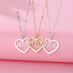 3pcs Friends BFF Pendant Necklace Set Heart Shaped Friendship Gift Jewelry