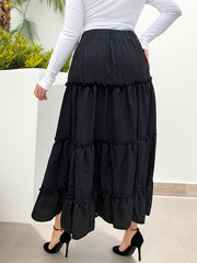 Solid Elastic High Rise Maxi Skirt
