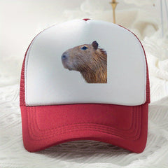 Capybara Print Baseball Cap Mesh Trucker Hat Sunscreen Dad Hat