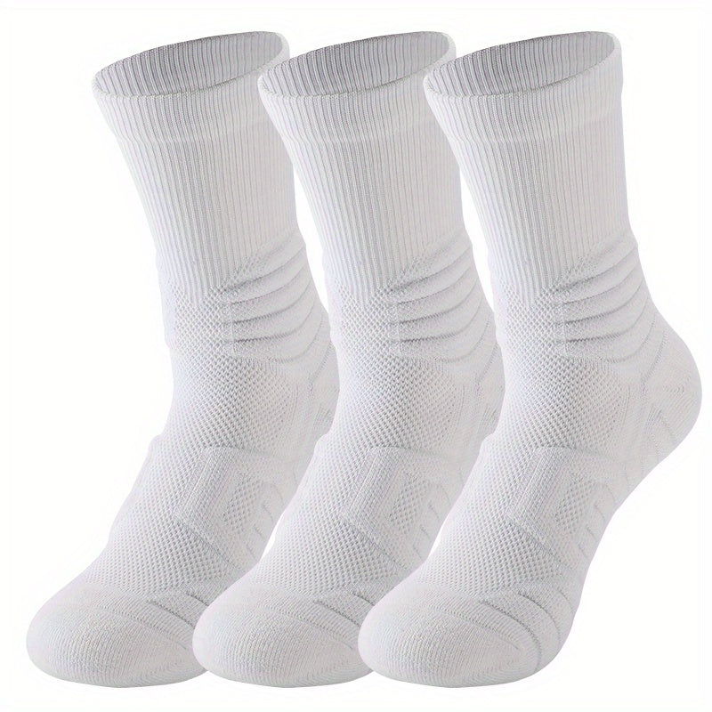 3 Pairs Thickened Non-slip Basketball Socks - Mid Calf Length