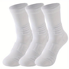3 Pairs Thickened Non-slip Basketball Socks - Mid Calf Length