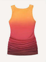 Gradient Ring Detail Tank Top Cowl Neck