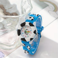 Soccer Print Round Dial Quartz Watch for Boys Girls Teens, Gift for Daily Life