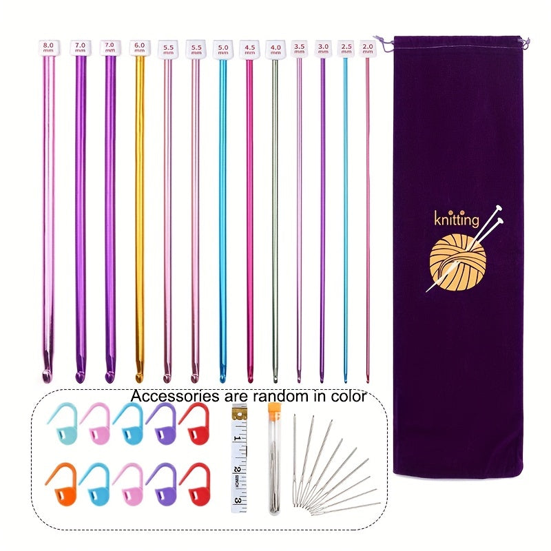Aluminum Crochet Hooks Set 2.0-8.0mm Multicolor Tunisian Metal Crochet Kit