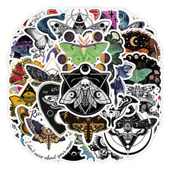 50pcs Vinyl Moth Stickers for Notebook Water Bottle